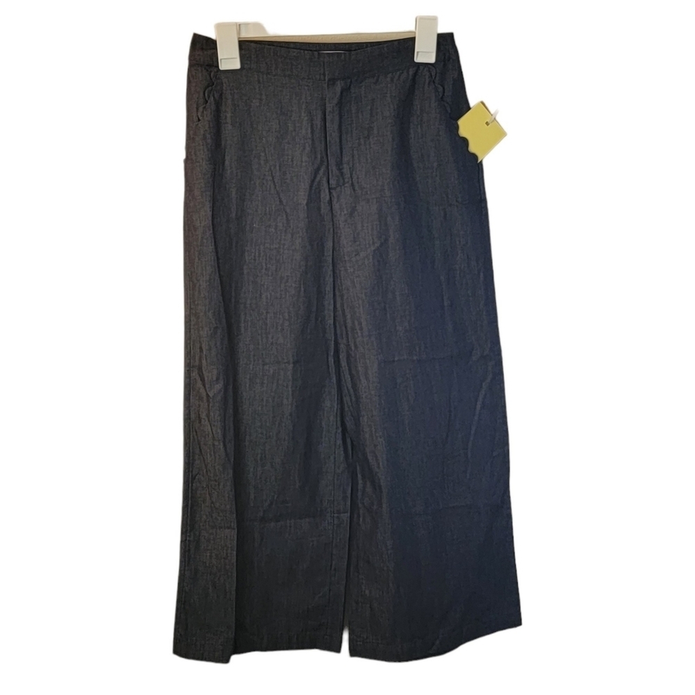 Kika Vargas×Target Wide leg Scallop edge pocket Cropped pants Indigo Blue Size 2 - Picture 7 of 14